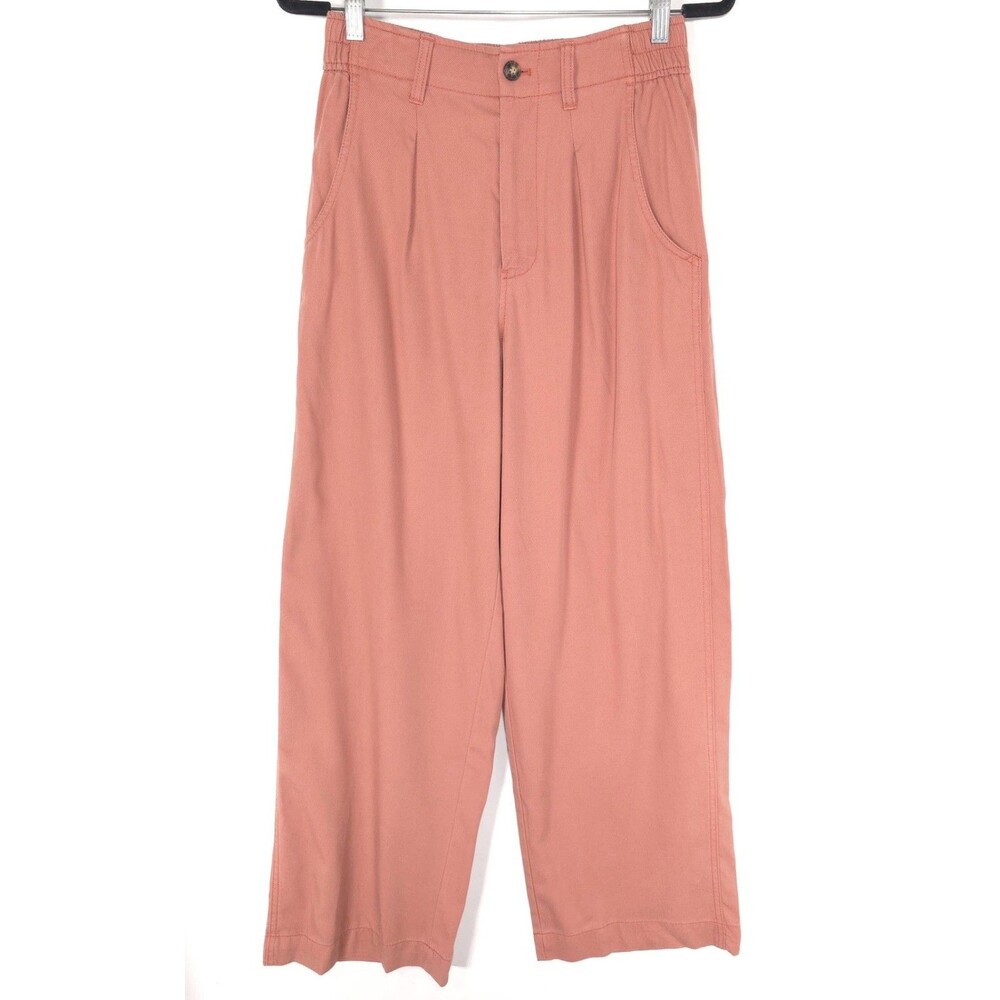 MADEWELL Women’s Straight Leg Pants 4 Terracotta Elastic Waist Minimalist NI613